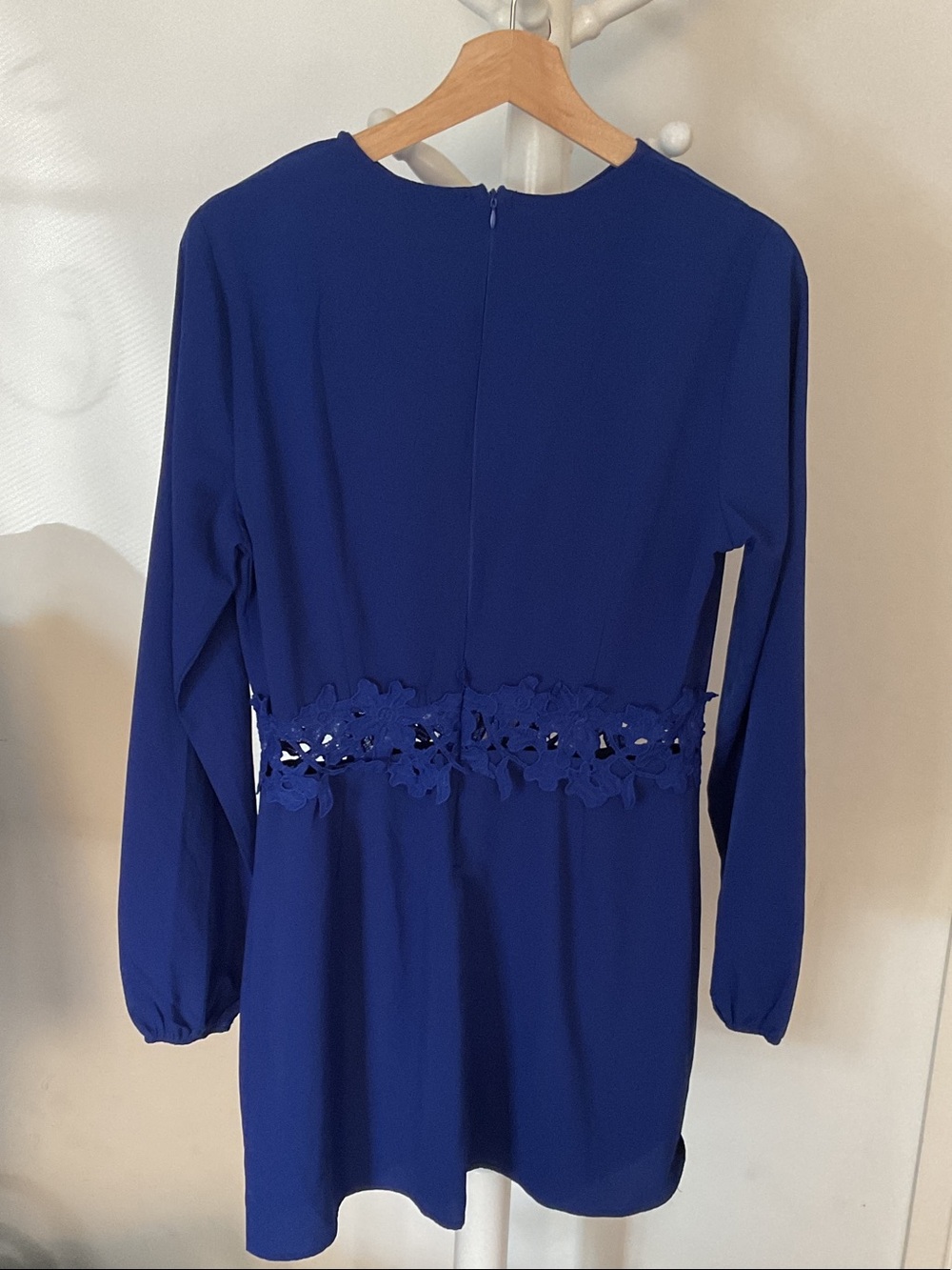 AX Paris Royal Blue Long Sleeve Mini Dress with Lace Waist